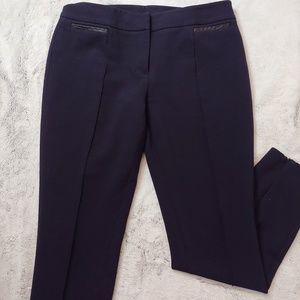 Classiques Entier Navy Leather Trimmed Pants